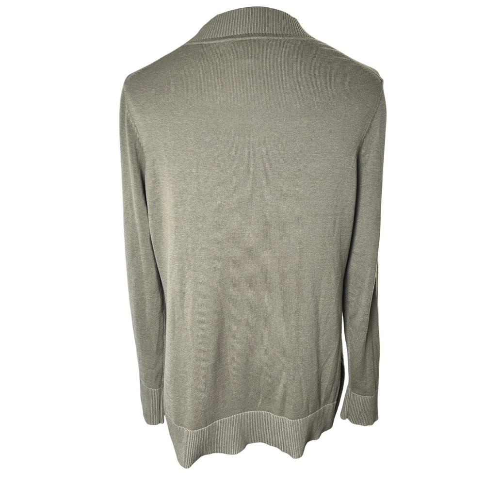 Soft Minimalist Open Front Cardigan Sage Green‎ Silk Cotton Coldwater Creek M - Picture 4 of 9
